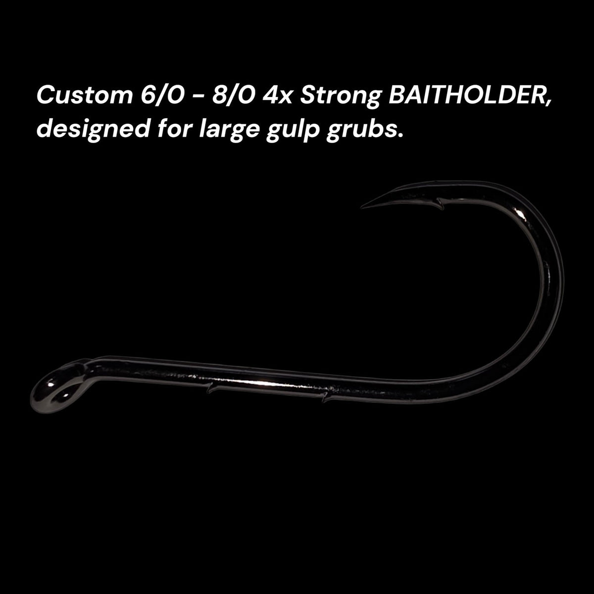 25 Count/ Custom Fluke 4x Strong Baitholder Hooks/ Designed for large Gulp