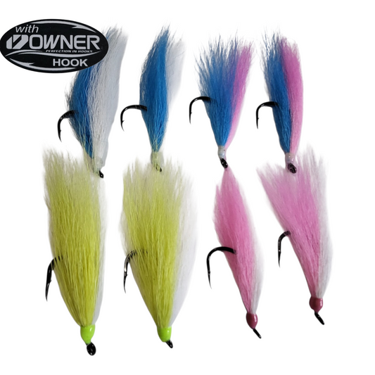 3 pack- Custom Fluke Teasers with Owner SSW Cutting Point Hooks