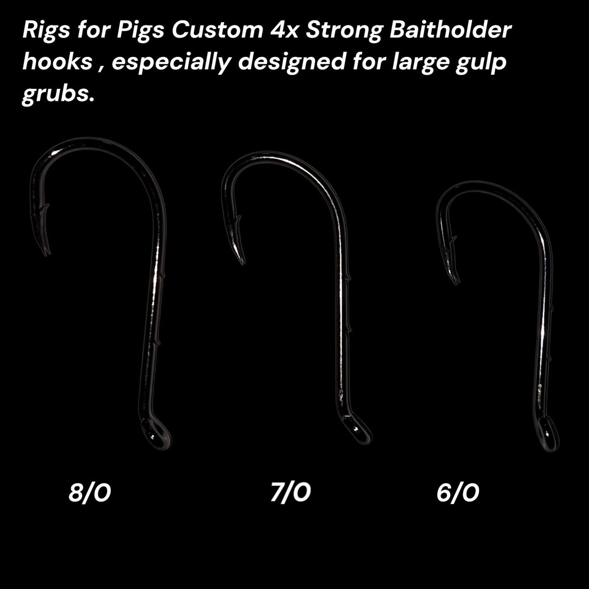 25 Count/ Custom Fluke 4x Strong Baitholder Hooks/ Designed for large Gulp