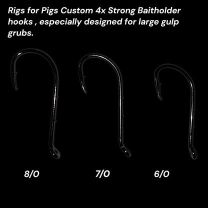 25 Count/ Custom Fluke 4x Strong Baitholder Hooks/ Designed for large Gulp