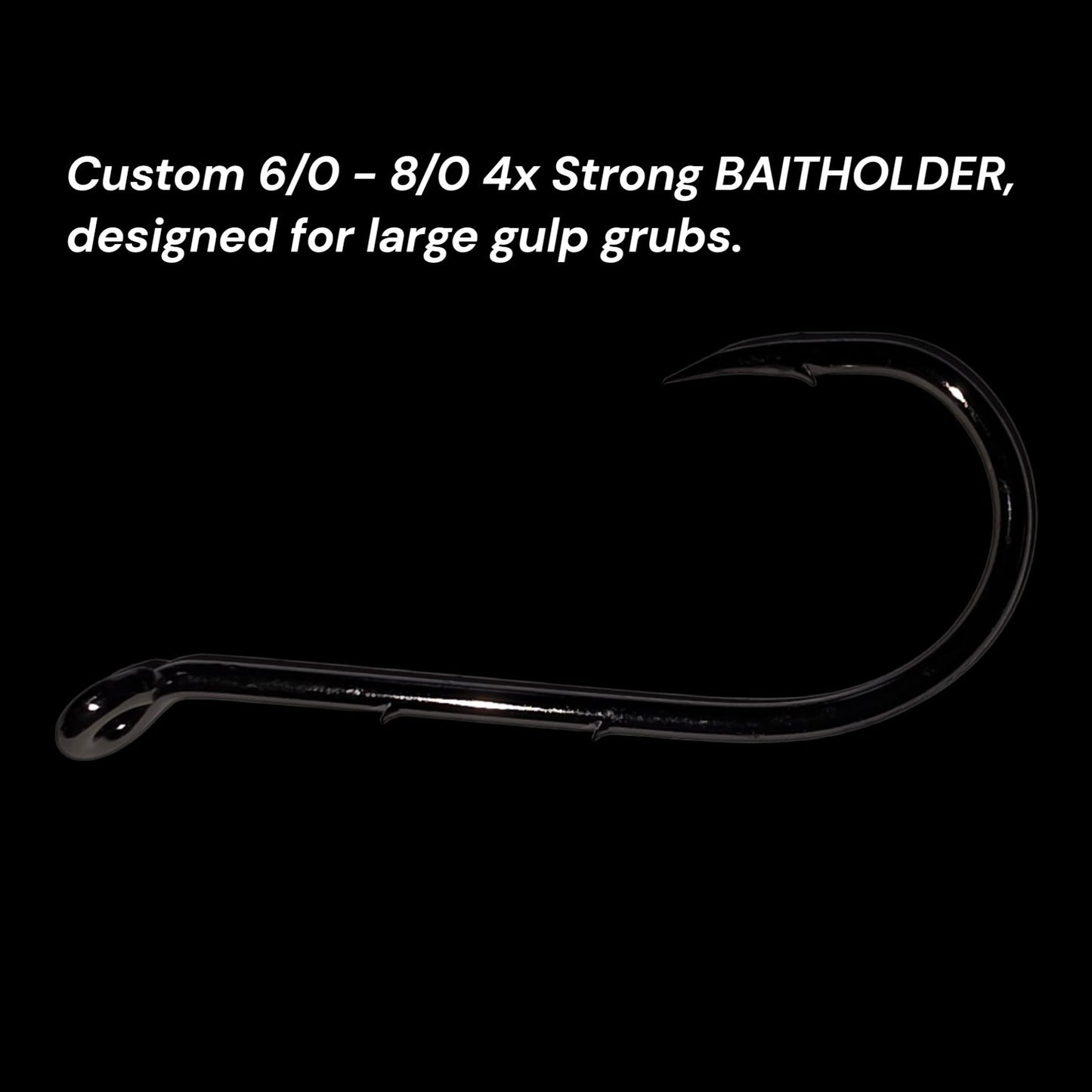 25 Count/ Custom Fluke 4x Strong Baitholder Hooks/ Designed for large Gulp