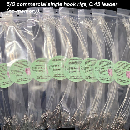 10 Pack Commercial Single Hook Rigs 3/0-5/0 Octopus Hooks