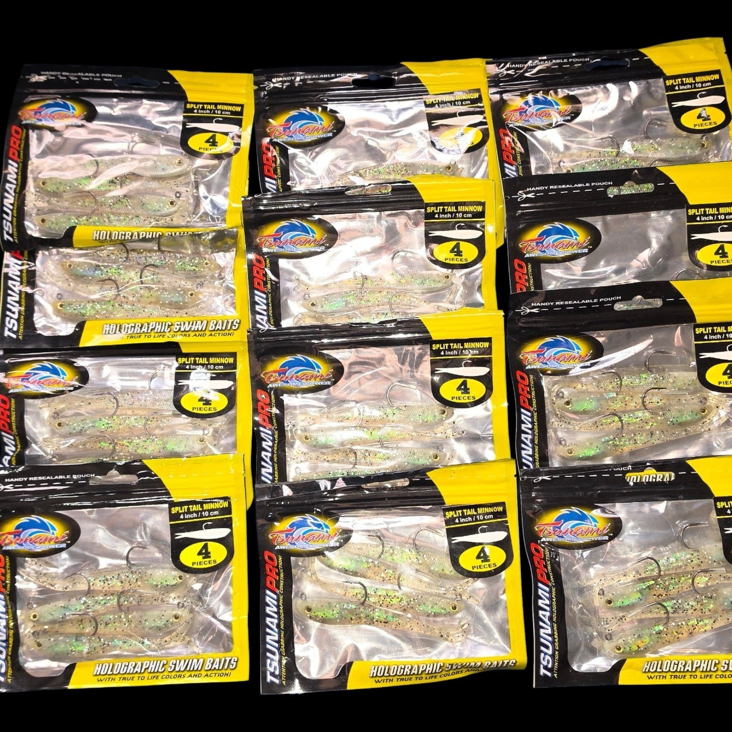 Tsunami Pro Split Tail Minnow 4" Glass Minnow Fleck